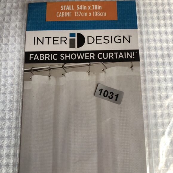 Idesign 78”X 54” White Solid Shower Curtain Polyester Waffle Texture Carlton NEW - Picture 7 of 9